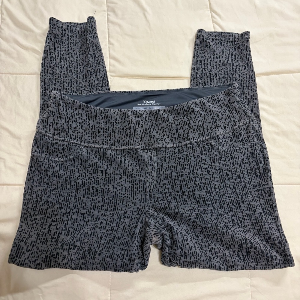 Suavé Knit Corduroy Gray Patterned Leggings - Picture 2 of 4